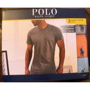 Polo Ralph Lauren 3 Pack Classic Fit Cotton Crew Neck T-Shirt Tee Shirts SMALL